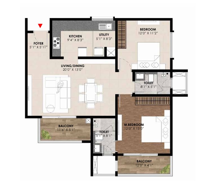 2 BHK Floor Plan