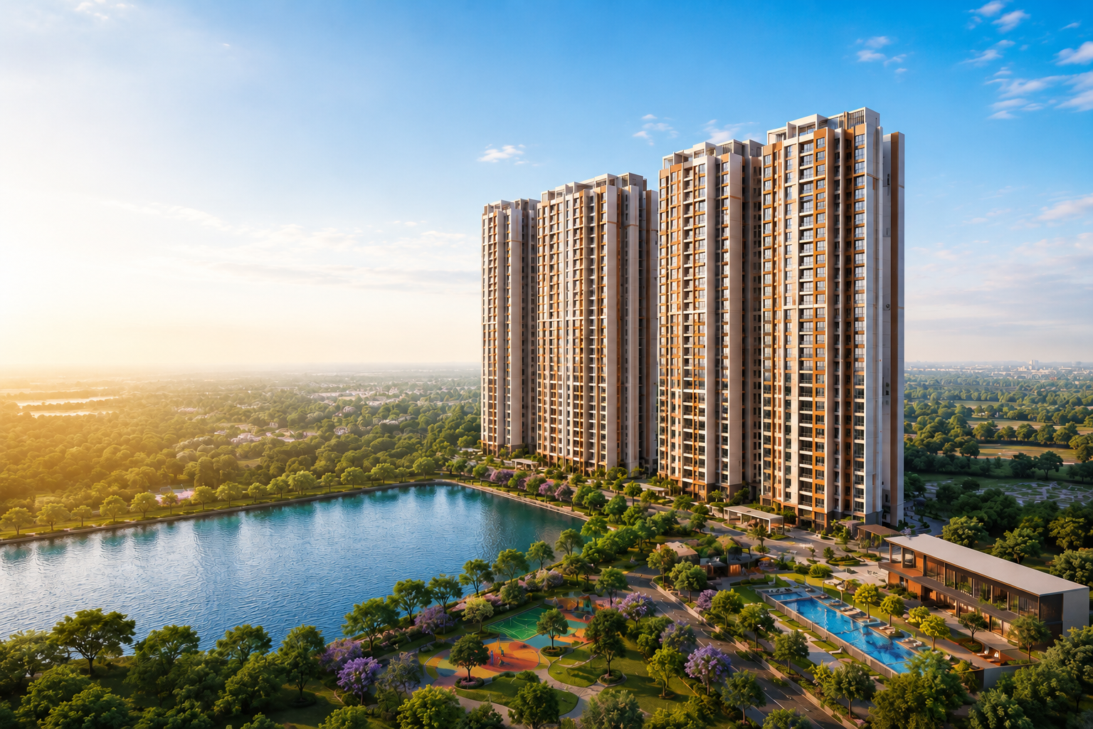 Mana Skanda township water features and scenic lake landscape with premium architecture